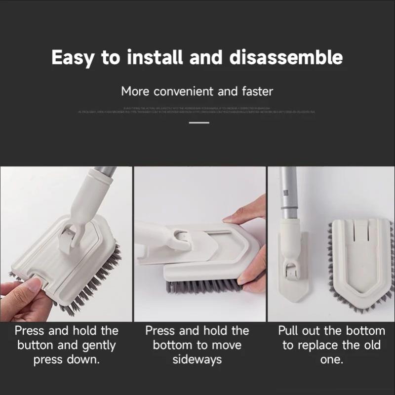 Teleskopik Uzun Saplı Temizlik Fırçası Banyo Fayans Tuvalet Üçgen Fırça Çok Fonksiyonlu Çift Fırça Başlıklı Yer Fırçası