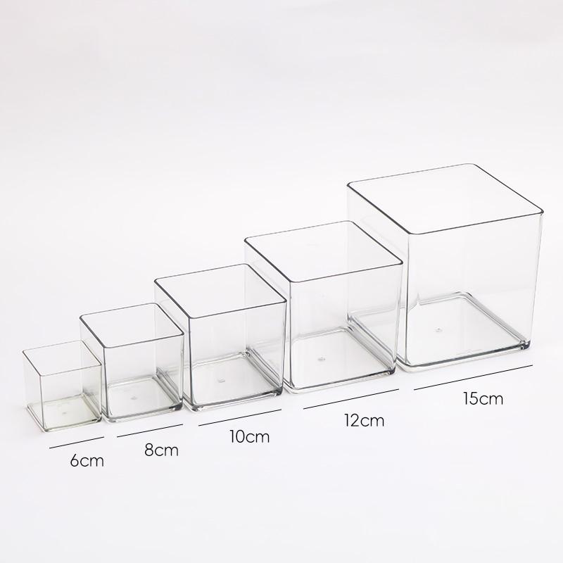 Square Acrylic Flower Box Clear Vase Flowers Green Plants Flower Arrangement Hydroponic Container Square Box Floral Material
