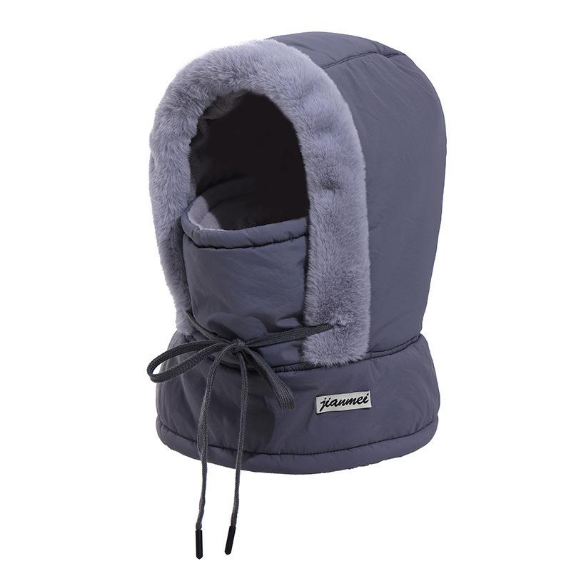 

Men s winter windproof and cold mask hat integrated fleece thickened riding electric vehicle windproof cap One size