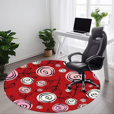 1 Stück Stuhlteppich mit Rosenmuster für das Büro, rutschfest, weich und langlebig, Büroteppich zur Innendekoration, perfekt für das Büro yy260325095