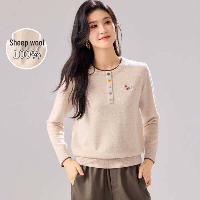 Женский плотный пуловер Jinjv из 100% шерсти мериноса с вышивкой M