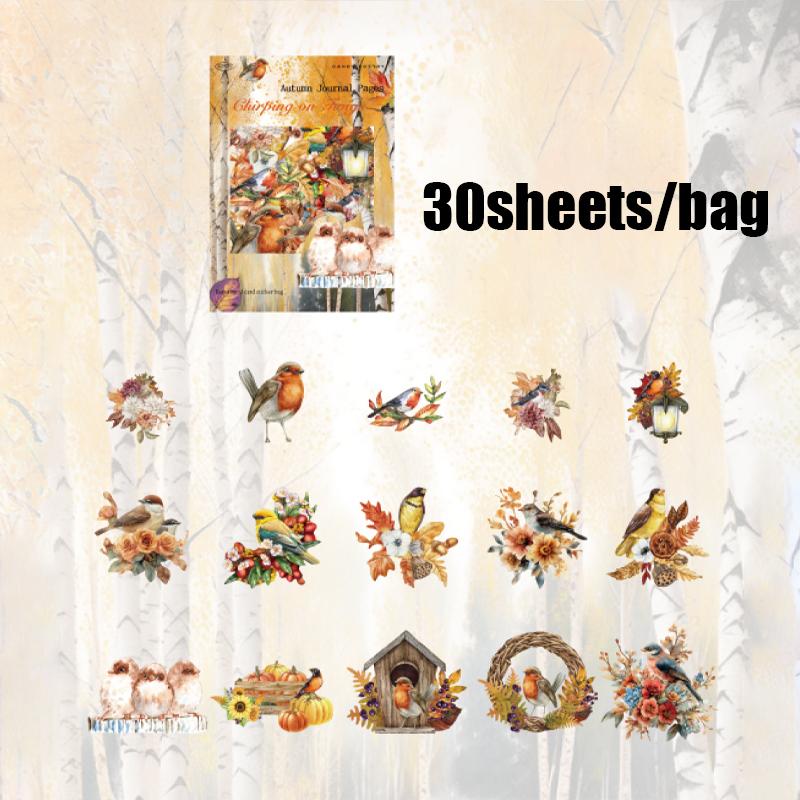 

Mr. Paper Autumn Landscape Stickers 30 sheets/pack Dried Wood Farm Butterfly Stickers Home Handbooks Mobile DIY Decoration Gifts