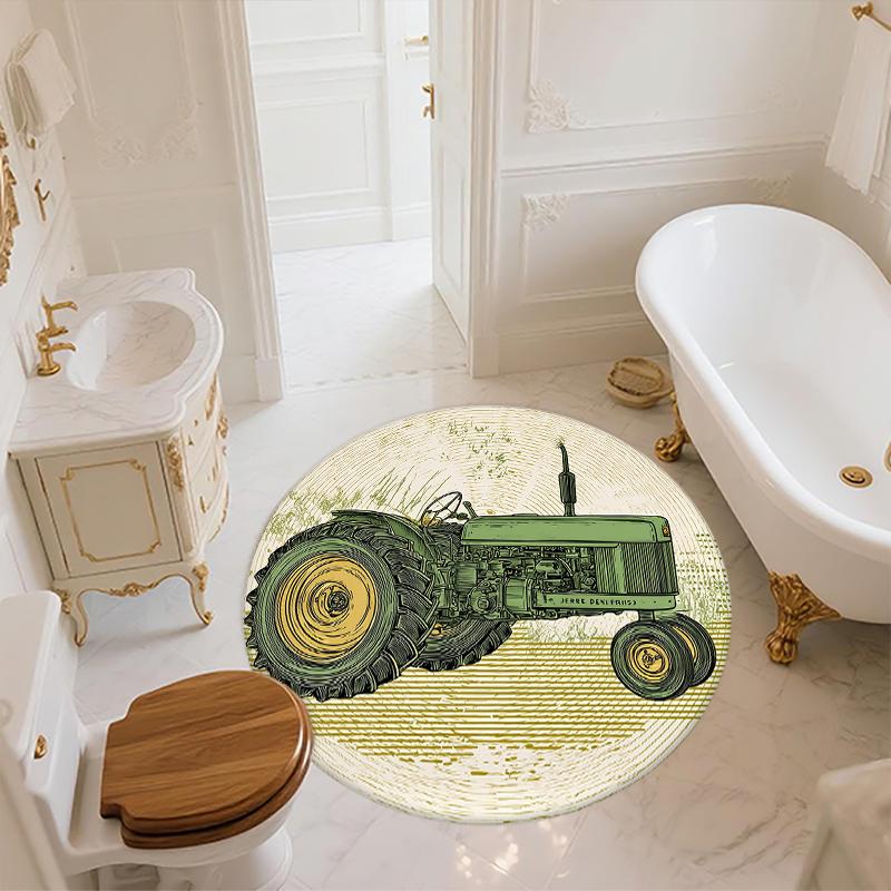 Farm Tractor Pattern Round rug,Carpet Rug for Living Room Bedroom Sofa Playroom Decor,Non-slip Floor Mat,Holiday Gifts and Birthday Gifts.