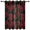 Rote Rose Blume Schwarze Luxusvorhänge für Wohnzimmer Fensterdekoration Vorhang für Schlafzimmer Heimdeko