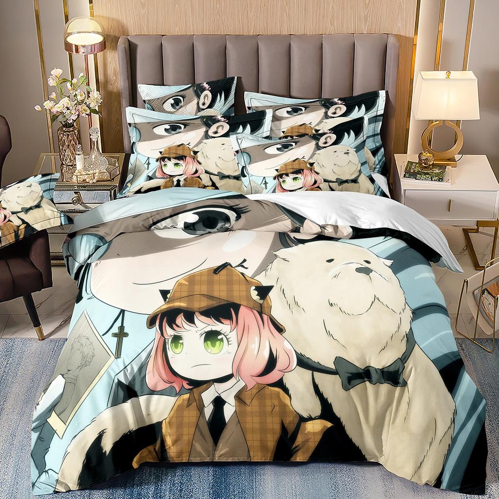 Anime SPY FAMILY Anya Bedding Set Single Twin Full Queen King Size Bed Set Kids Bedroom Duvetcover Duvet Cover Pillowcase