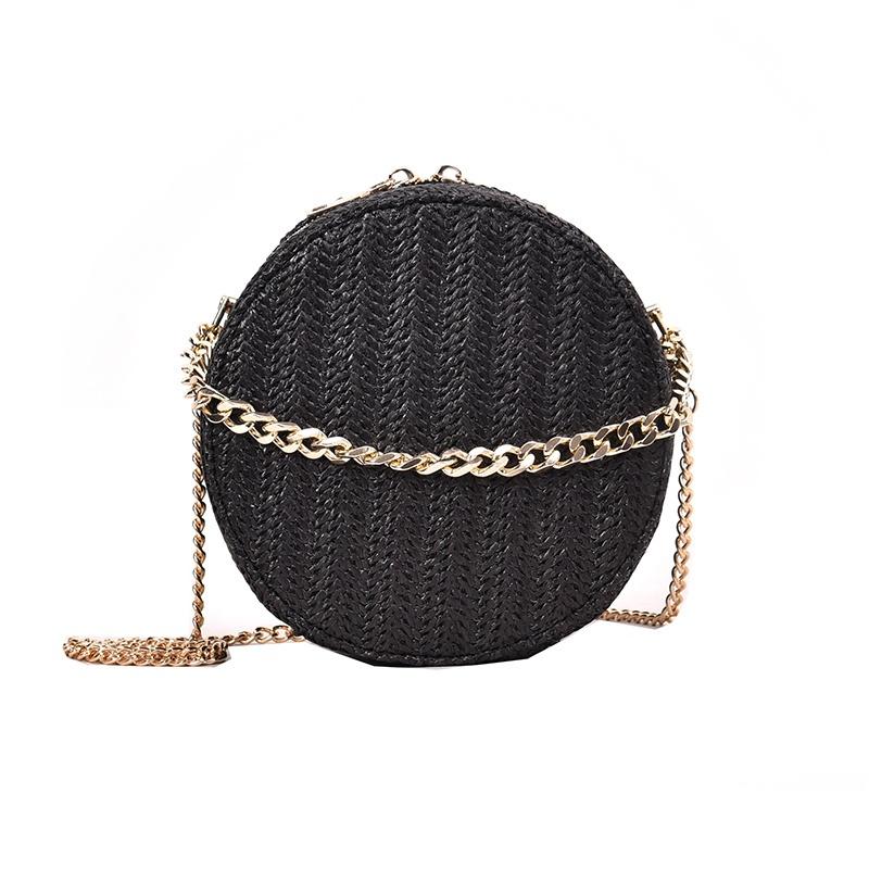 Round Woman's Shoulder Bag Handbag Bohemian Summer Straw Beach Bag Travel Shopping Female Chain Bags