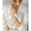 Yhpup Waterproof 18K Gold Plated Geometric Stainless Steel Double Color Cuff Bracelet Bangle Statement Charm Texture Jewelry New