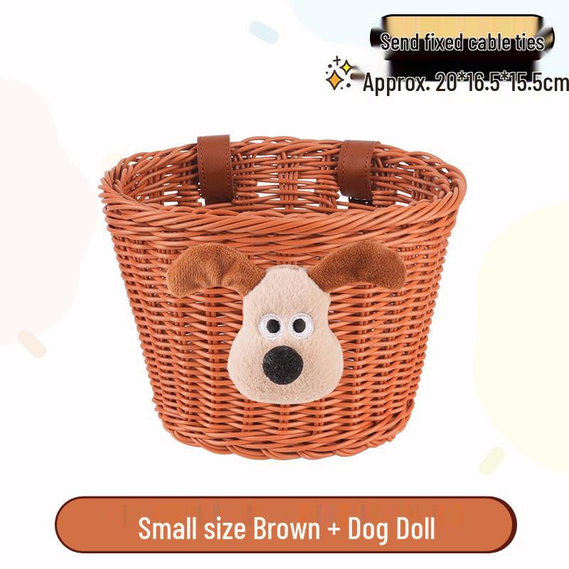 Retro Woven Front Basket for Children's Bicycles, Scooters, or Doll Strollers