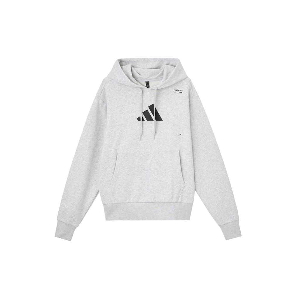 Adidas Back Letter Print Casual Hoodie Men Tops Grey IS7104