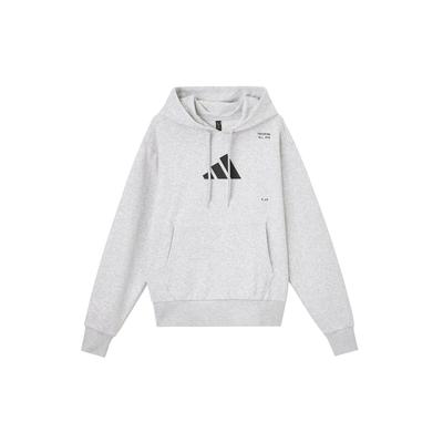 Adidas Back Letter Print Casual Hoodie Men Tops Grey IS7104