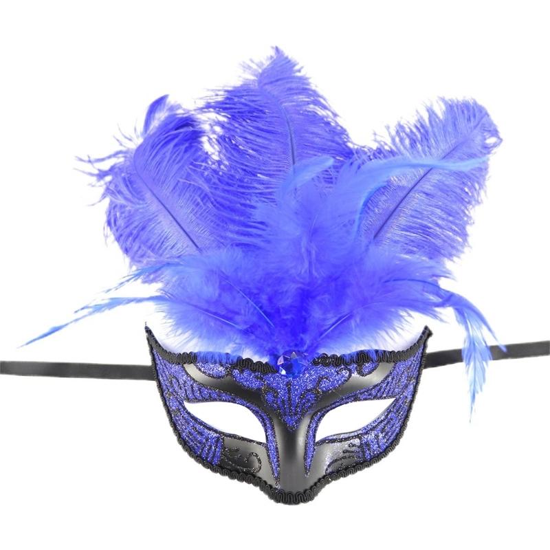 Feathered Masquerade Mask for Women Men Halloween Masquerade Cosplay Mask Half Face Mask Halloween Mask