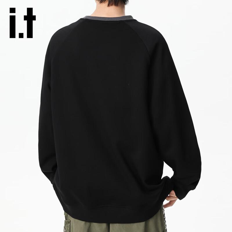 izzue Men's Color-Block Casual Loose Pullover Sweatshirt