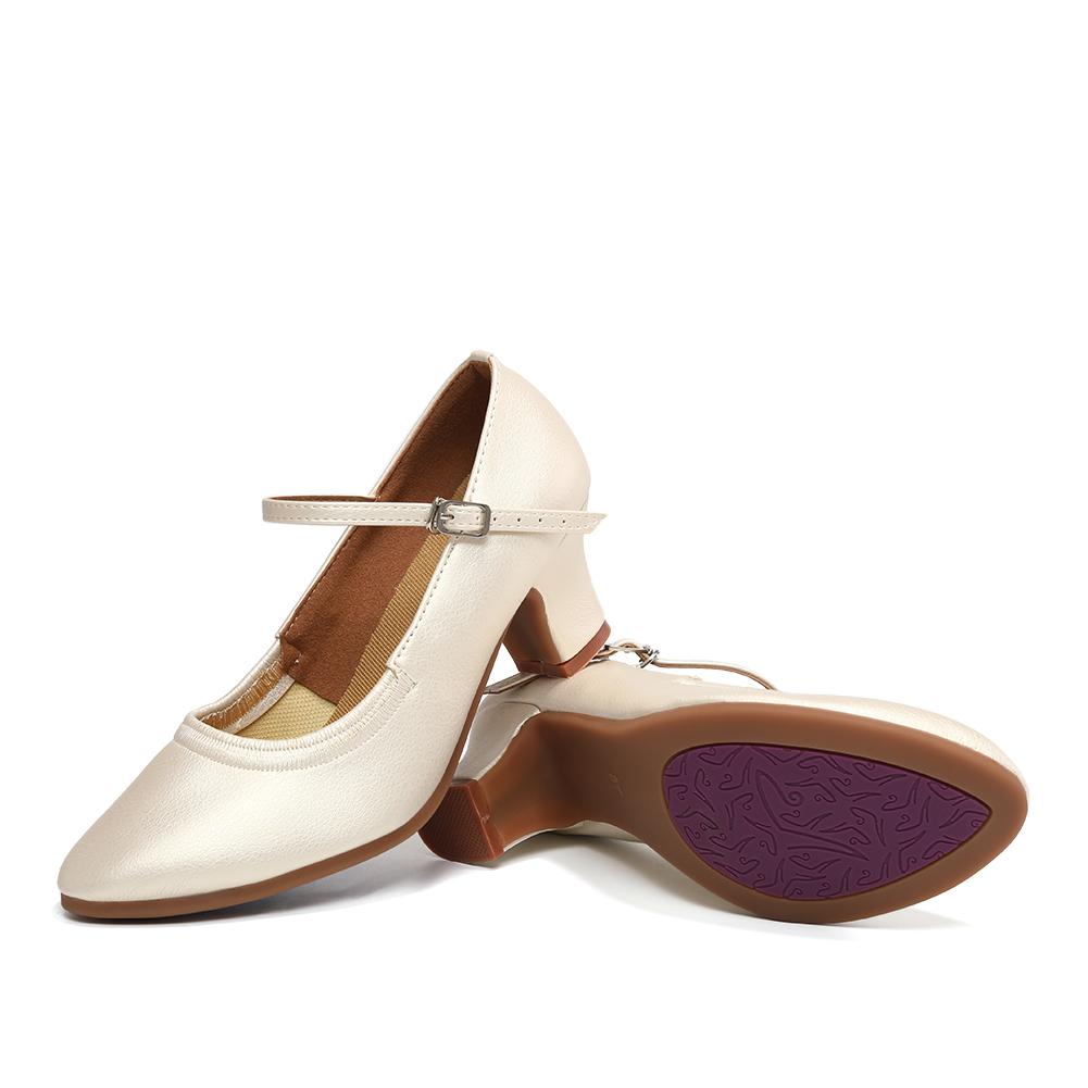 LeatherModern Dance Shoes Women Soft Sole Latin Ballroom Standard Dancing Shoes 5CM Square Heel