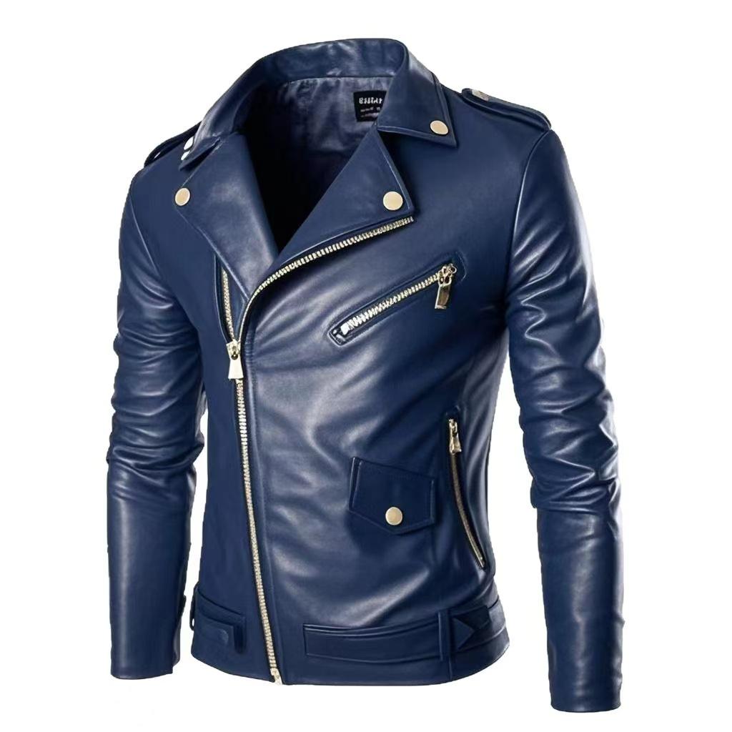 Men's PU Leather Motorcycle Rider Biker Slim Fit Outwear Coats Zip Jackets