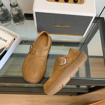Frosted Women's New Autumn Thick-soled Retro Soft-soled Boken Single Shoes with One Foot and Flat-soled Doudou Shoes