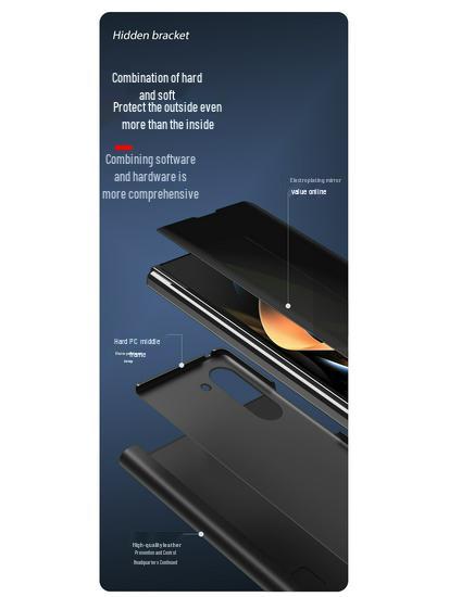 Samsung Z Fold7/6/5 Phone Case: Smart Flip Mirror, Full Coverage, Anti-Fall, Foldable Screen Protection.