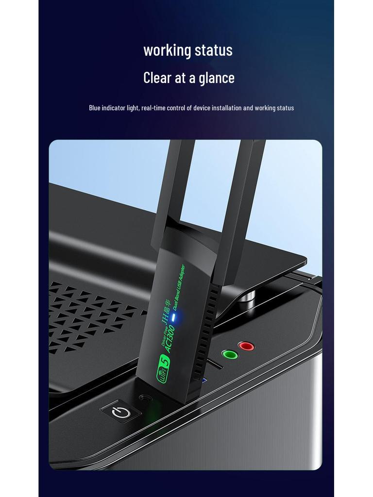 Regent 1300M USB WiFi 5 Dual-Band Wireless Network Card for Desktop & Laptop (5G, Driver-Free)