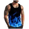 Modische Bequeme Ärmellose Weste mit Flammenmuster 3D-Druck Streetwear Tops Locker Lässig Sport Atmungsaktiv Übergroß Rundhals Weste
