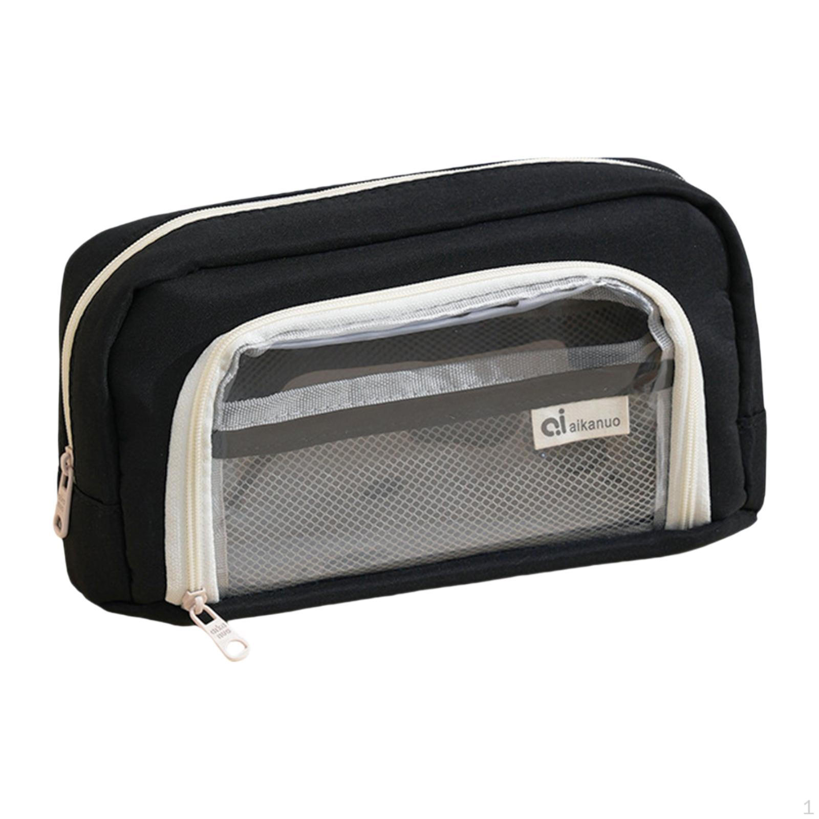 

Прозрачный пенал для ручек и косметики для девочек и мальчиков для студентов и домашнего офиса чёрный