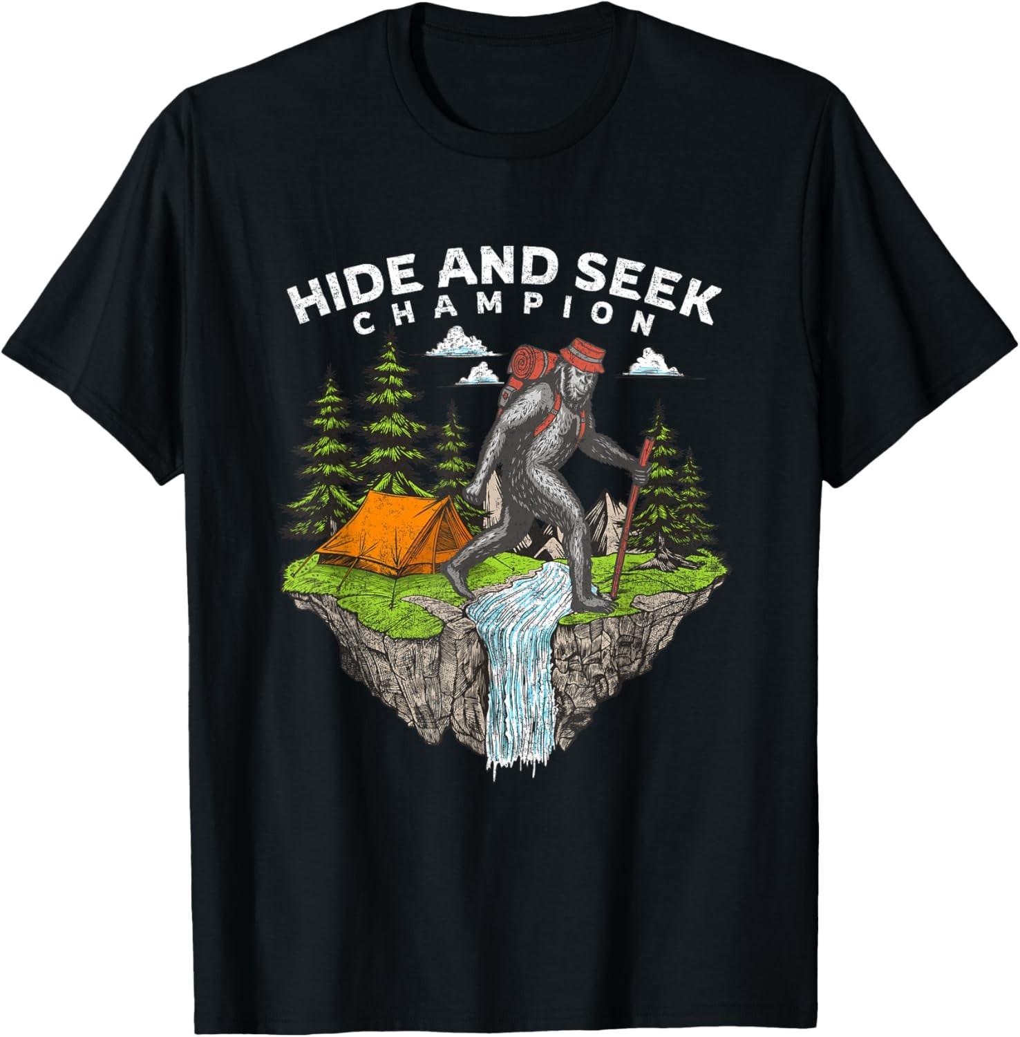 Funny Bigfoot Hide and Seek Champion T-Shirt S разноцветный