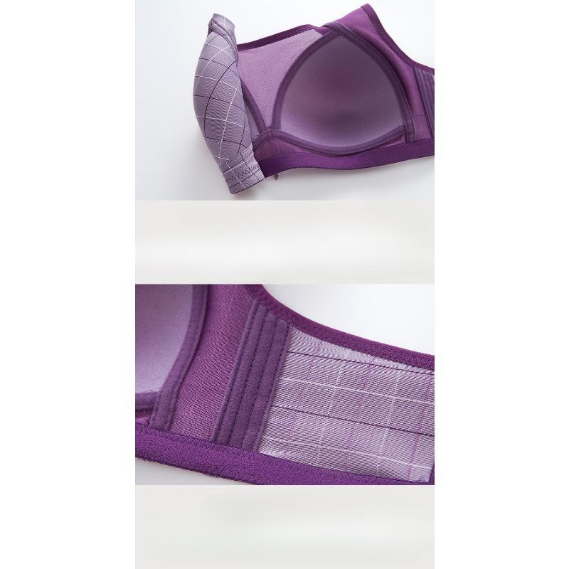 Bügelloser, karierter, dünner BC-BH mit 3/4-Körbchen, große Größe, verstellbare Spitze, transparente Raffung, Push-Up-BH, kabellos, sexy Dessous