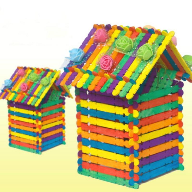 50pcs Kindergarten Puzzle Manual DIY Materials Children's Creative Toys Color Wooden(color Random) LS
