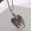 European and American Dark Punk Style Dark Angel Cross Sword Inlaid with Zirconium Pendant Necklace