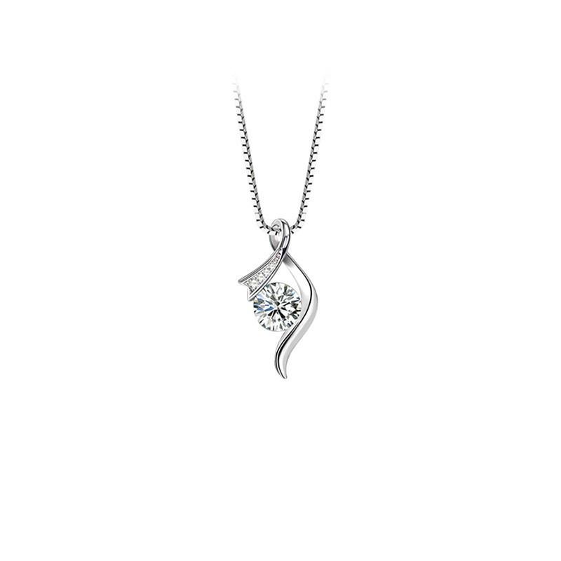 925 Sterling Silver Zirconia Pendant Necklace – Elegant 1 Carat Design for Women, In Stock. 925 Silver