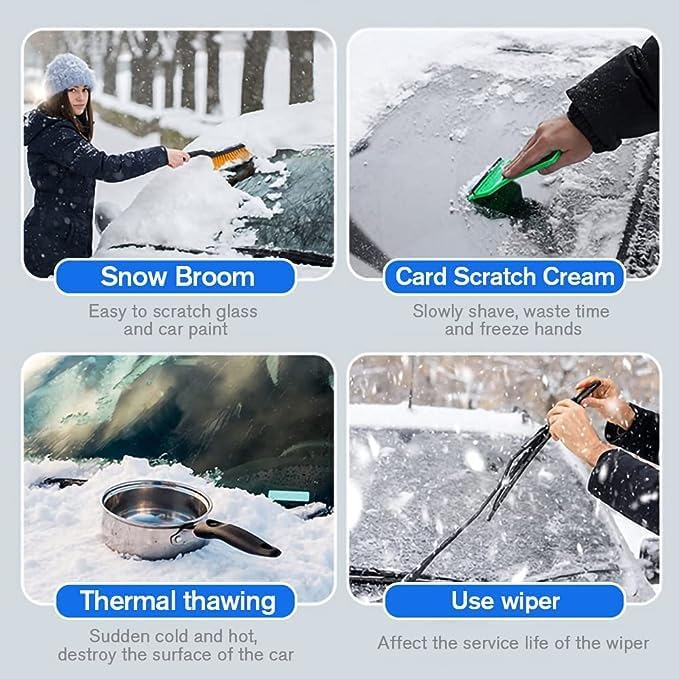 2026 Car Ice Scrapers,Snow Scraper,Magical Ice Scrapers For Car Windshield,4 Pcs Portable Multifunctional Snow Remover Wiper,Upgrade 2-In-1 Refueling