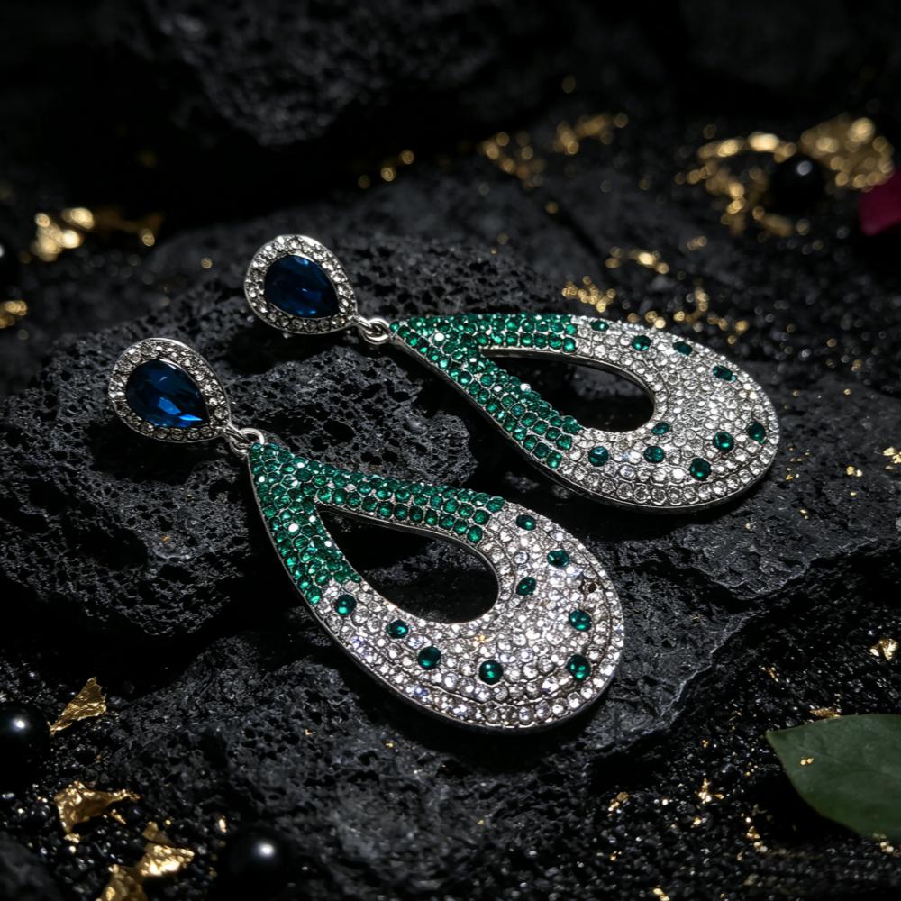 Luxury Stainless Steel Earrings Electroplating Rhinestone Fashion Dangle Earrings Exquisite Earrings Jewelry Women for Gift