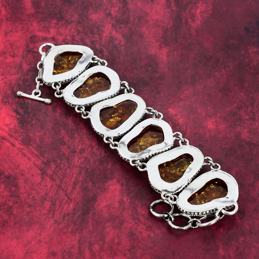 Pietre prețioase din chihlimbar baltic 925 din argint solid 925 set de bijuterii pentru colier și brățară, bijuterii cu lanț reglabil realizat manual pentru femei