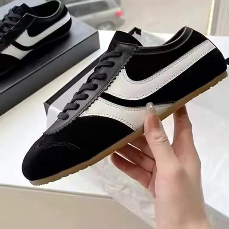 Fashion Genuine Leather Lace Up Women's Sneaker Faux Suede Patchwork Trainers Light Comfortable Flats Breathable Non-slip Running Shoes