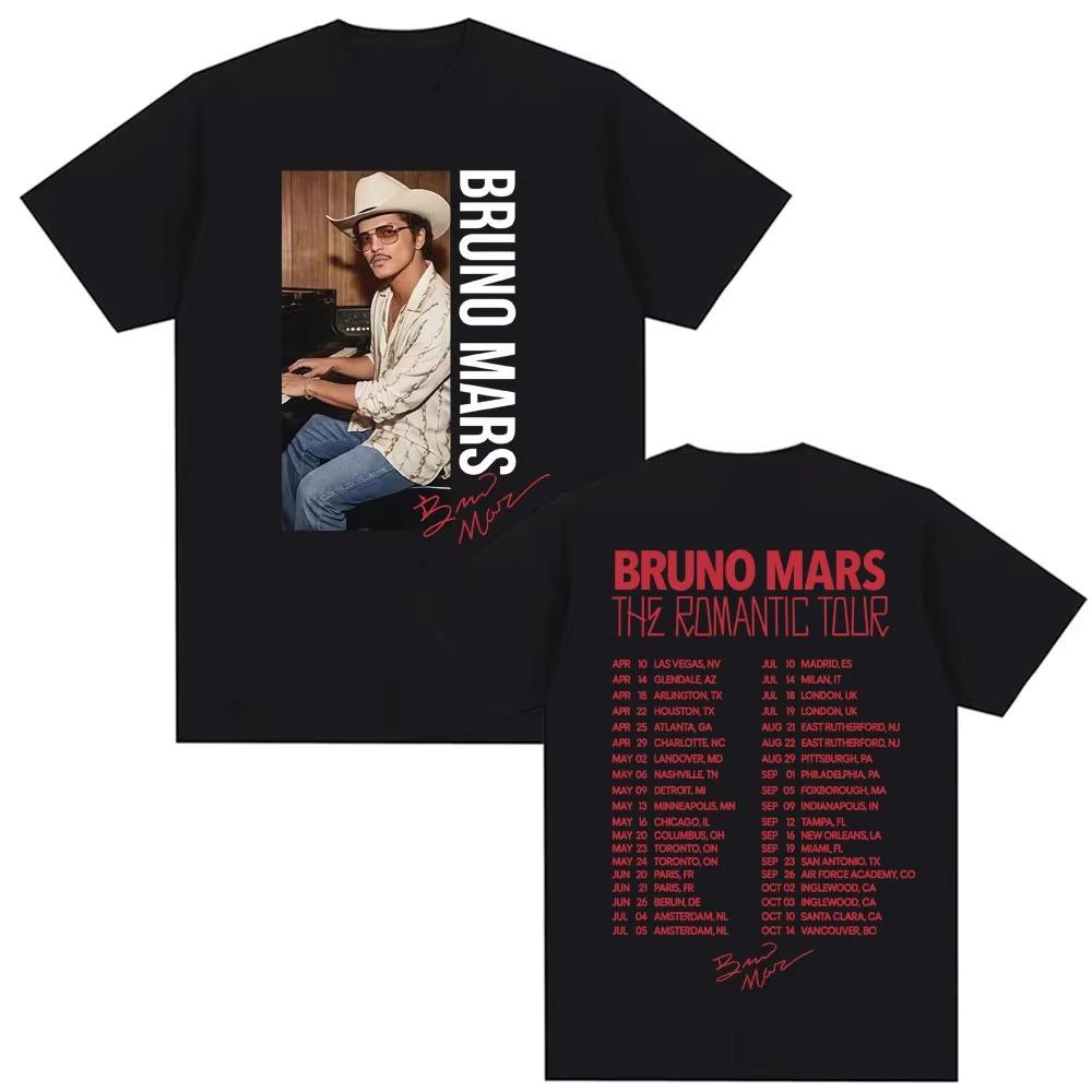 Bruno Mars Signatures The Romantic Tour 2026 Spring Summer T Shirt Fan Gift Men Women Fashion 90s Vintage Pure Cotton Streetwear