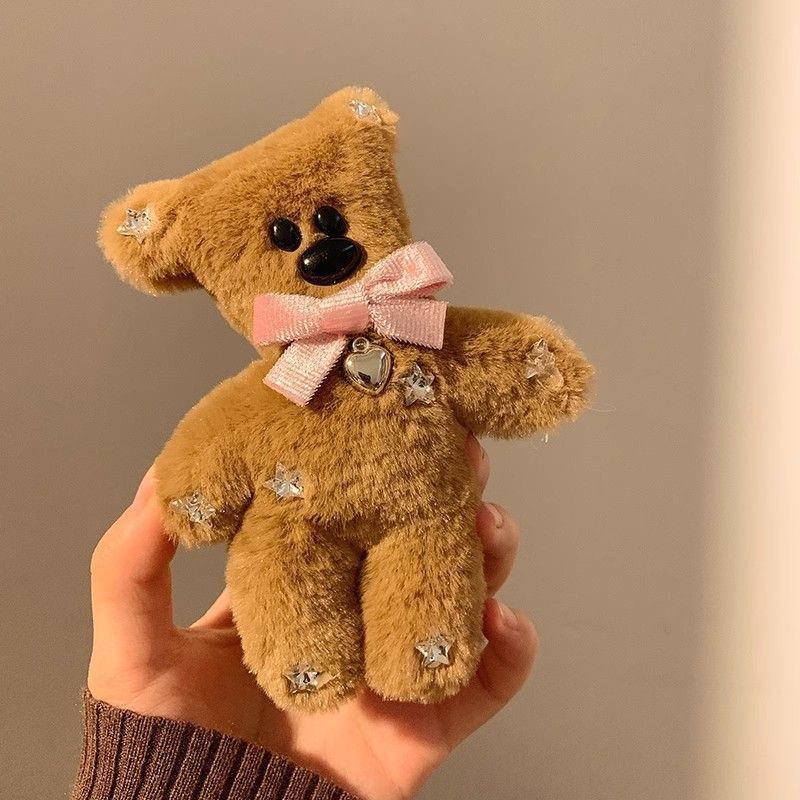 1 Stück niedlicher Teddybär Plüsch-Haarspange für Herbst und Winter, mit einer Pony-Klammer an der Seite und einem Stirnband für Teddybären