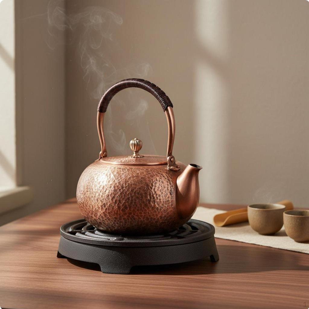 Handmade Coppery Metal Kettle Copper Teapot 1600ML Hammered