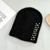 Rabbit Fur Pullover Knitted Hat Women Autumn and Winter Warm Wool Hat Fashion Pearl Headgear Outdoor