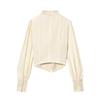 European-American Women's Fashion V-neck Halter Waist-Cinching Patchwork Long-Sleeve Shirt