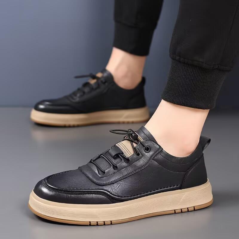 Men's Trendy Breathable Ultra-Soft Genuine Leather White Casual Sports Shoes Autumn 2026 New Arrival Versatile Comfortable
