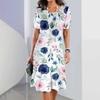 Elegant Women Short Sleeve Fashion 3d Print Midi Dress Plus Size Beach Clothing