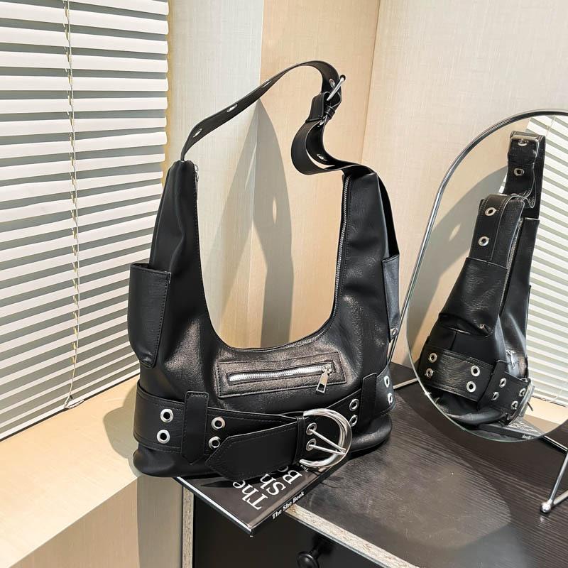 

Модная сумка подмышку в стиле Spice Girl, большая вместительная, универсальная, милая, крутая, в стиле локомотив, модная, для поездок, с передовым чувством, большая сумка чёрный