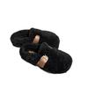 Thick-bottomed bag head, velvet warm half slippers, women's 2025 autumn new Korean version, one-pedal casual outer cotton slippers