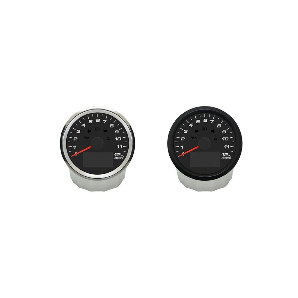 85mm GPS Speedometer 0-299km/h MPH with 0-12000RPM Tachometer High Beam Turn Light Oil Pressure for Motorcycle Car 12V 24V