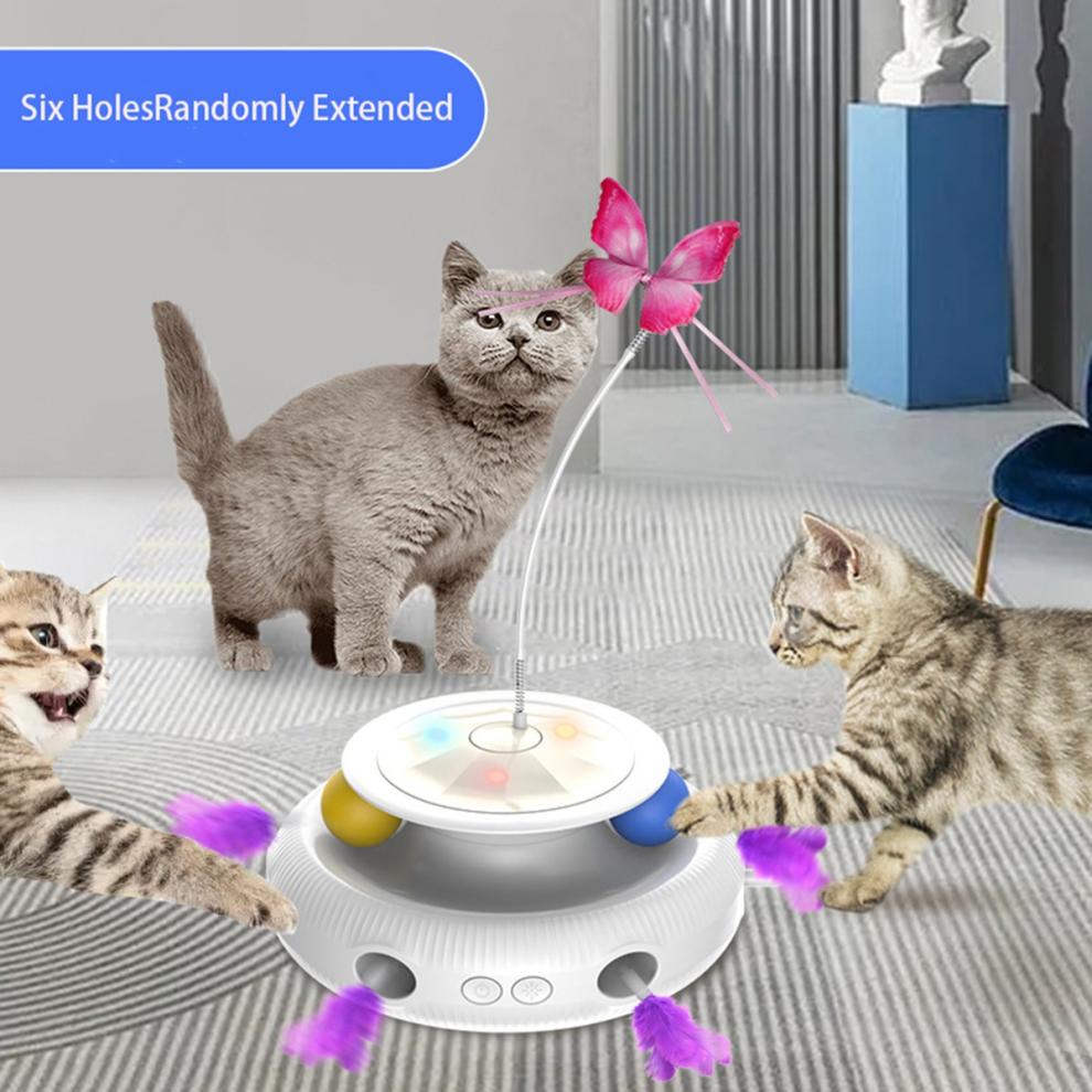 3 In 1 Smart Cat Toys Automatic Fluttering Butterfly Fun Ball Toy Set Electronic Interactive Pet Accessories