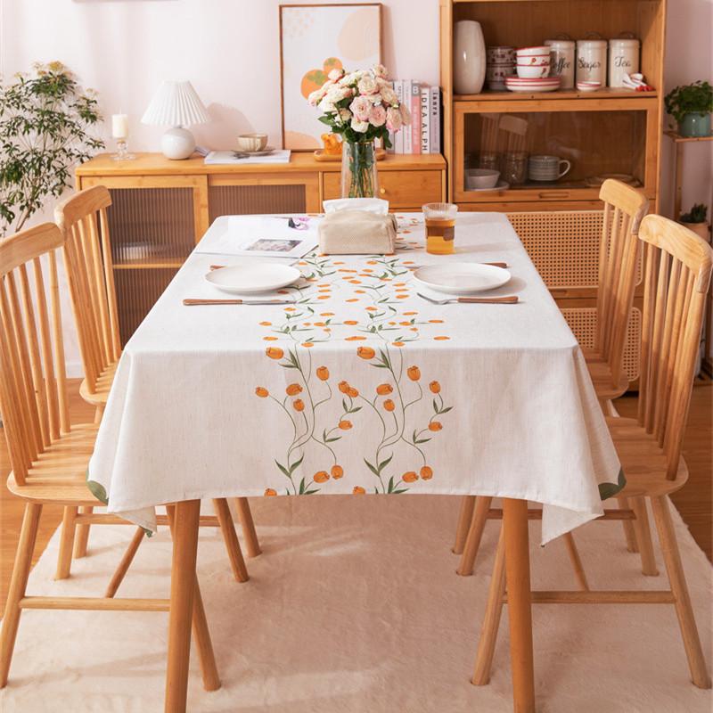 Modern Simple Polyester Hemp Digital Printing Tulip Spring Flower Decorative Tablecloth Rectangular Coffee Table Tablecloth Dining Table