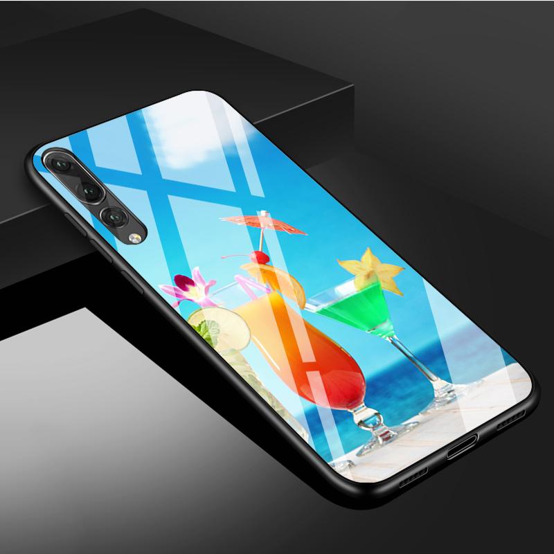 Drinks Tempered Glass Phone Case For Huawei P20 P30 P40 P40 Lite Pro Psmart Mate 20 30 Cover Shell