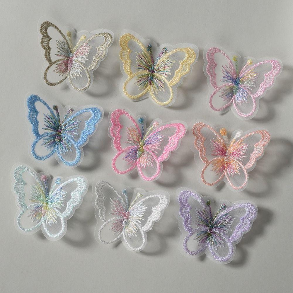20Pcs Single layer Golden Thread Butterfly Appliques  Bridal Hair Accessories
