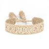 Rhinestone Embroidery Woven Bracelets Adjustable Rope Stackable Bangle For Women