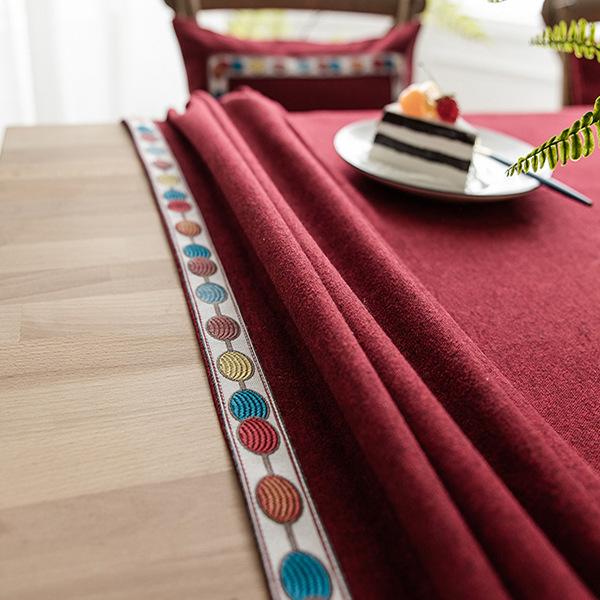 Solid Color Nordic Ins Tablecloth Tablecloth Jacquard Red Imitation Cotton And Linen Christmas Amazon Spot Polyester Cotton Ins Wind