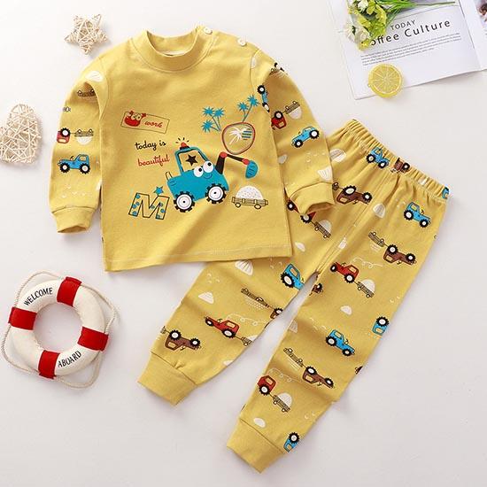 Pantaloni invernali per bambini a maniche lunghe o collo T-shirt Set pantaloni larghi casual da 2 pezzi in cotone con stampe di cartoni animati