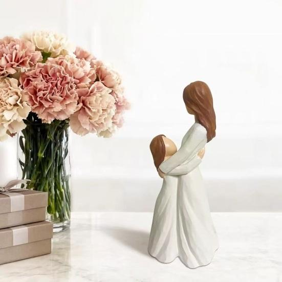 Ornament Three-Dimensional Texture Mother-Daughter Embrace Symbolizing Family Ties Synthetic Resin Hug Sculpture